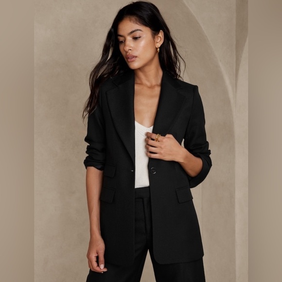 AS IS! NWT! Banana Republic Black Lido Sculpted Wool Blazer - Size 20 - Picture 3 of 12